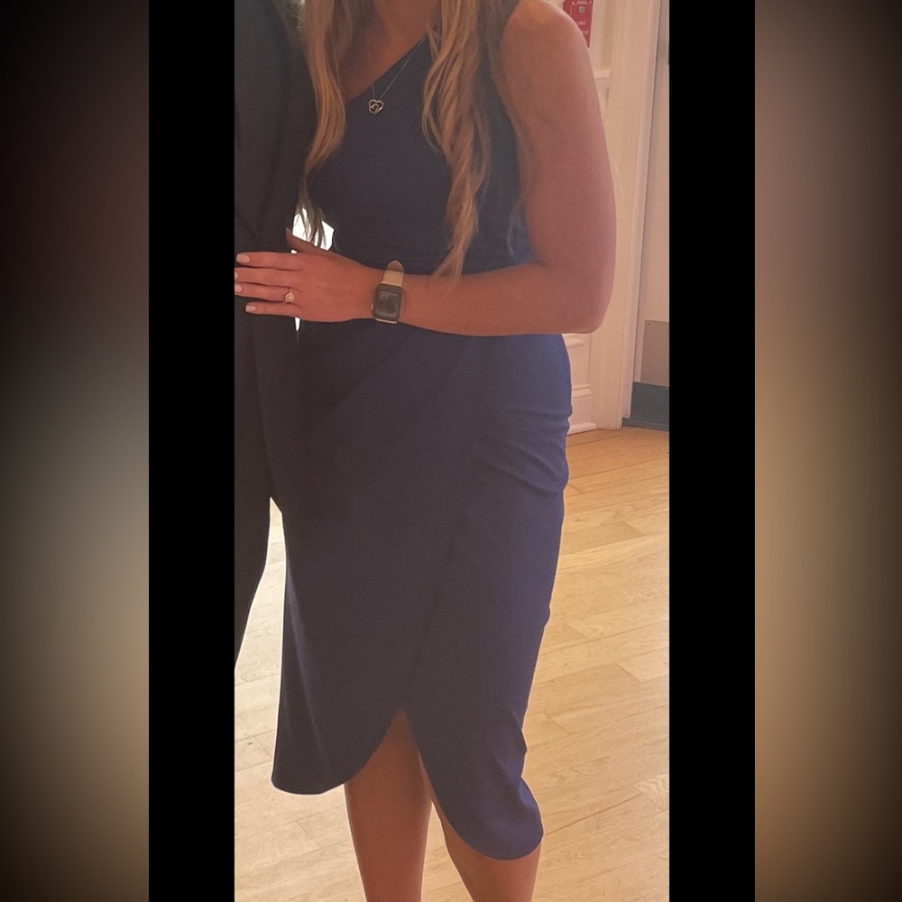 Blue midi one shoulder dress from Amazon shop called Zalalus